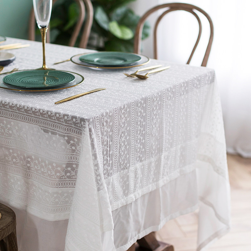 法式白色蕾丝绣花风长方形桌布背景布拍照道具茶几电视柜盖巾布,居家布艺,桌布,淘宝优惠券,粉丝福利购,淘宝优惠卷