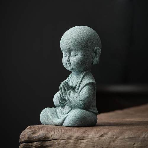 宇轩精品青砂石禅意小和尚茶宠创意四不小沙弥茶桌装饰品小摆件