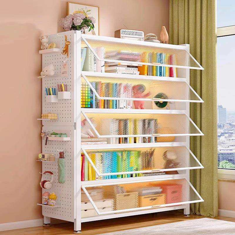 钢制书柜带门防尘翻盖储物柜一体靠墙家用儿童书架多层落地收纳柜,3C数码配件,USB灯,淘宝优惠券,粉丝福利购,淘宝优惠卷