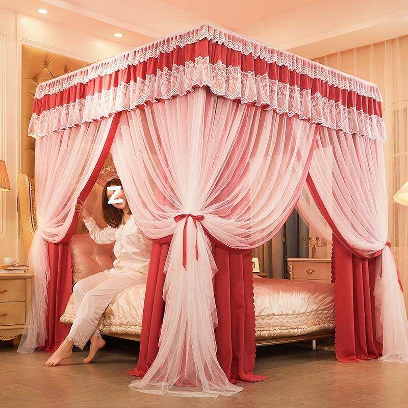 家用卧室仙女落地遮光床幔蚊帐床帘一体式1.5m公主风幔纱2025防蚊