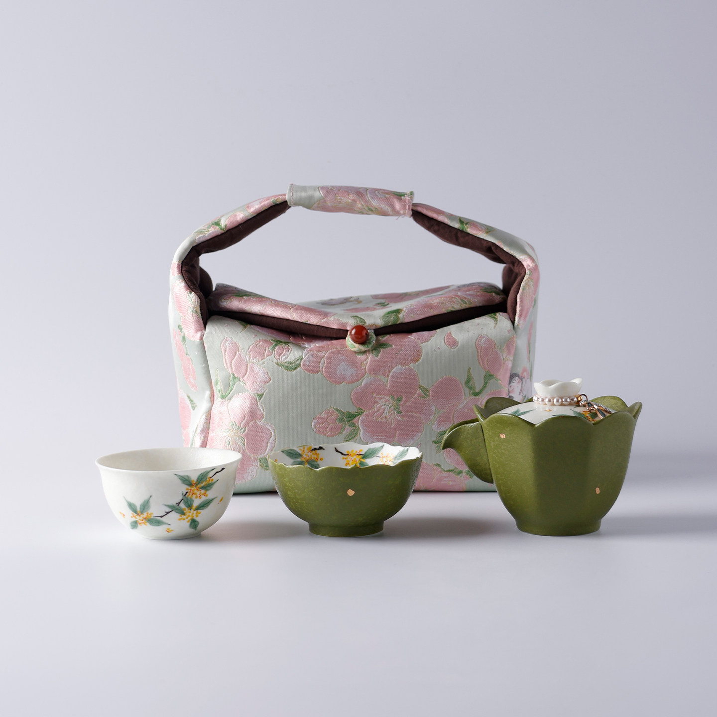 宏逐手绘桂花手抓壶一人独饮茶具图片
