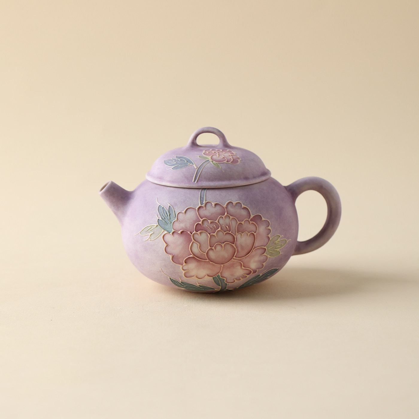 宏逐堆料手绘牡丹茶壶家用陶瓷精致一人饮茶具女士专用泡茶西施壶