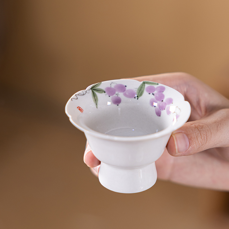 宏逐纯手绘葡萄陶瓷主人杯