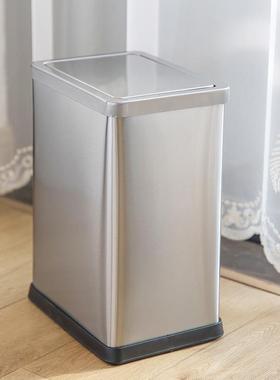 朗艺翻盖垃圾桶不锈钢卫生间厕所摇盖有盖家用10升15升wastebin