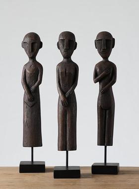 侘寂风创意人物艺术雕塑装饰摆件玄关高级感树脂工艺品民宿软装