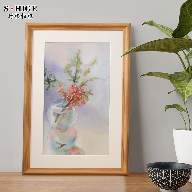 实木画框装裱木质相框16 20 24 36寸4开定制a3A4卡纸大尺寸挂墙