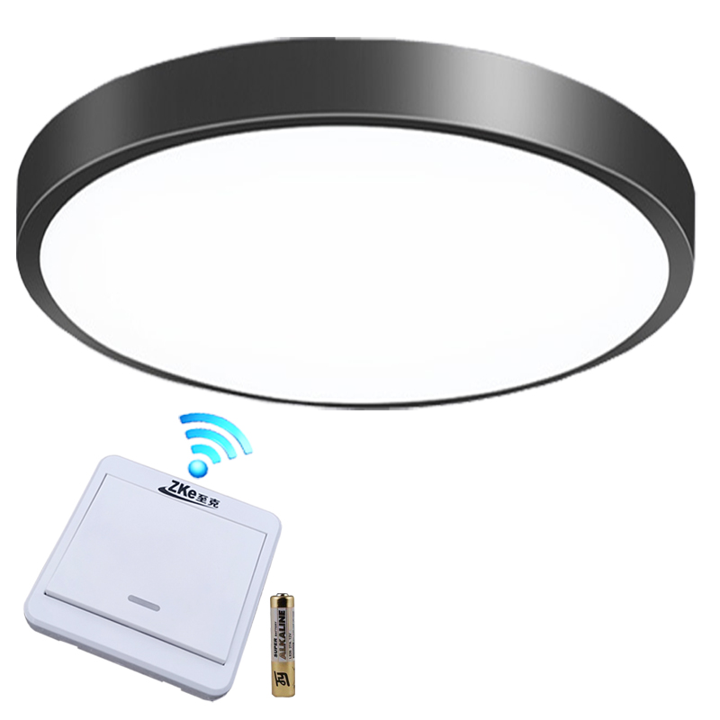 LED吸顶灯免布线无线遥控开关超薄客厅卧室走廊过道儿童三色灯泡