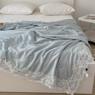 高档蕾丝花边80支兰精天丝夏被空调被夏凉被冰丝双人薄被子可机洗
