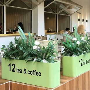 户外圆角花箱组合不锈钢花槽商业街咖啡店外摆隔断围栏种植箱定制