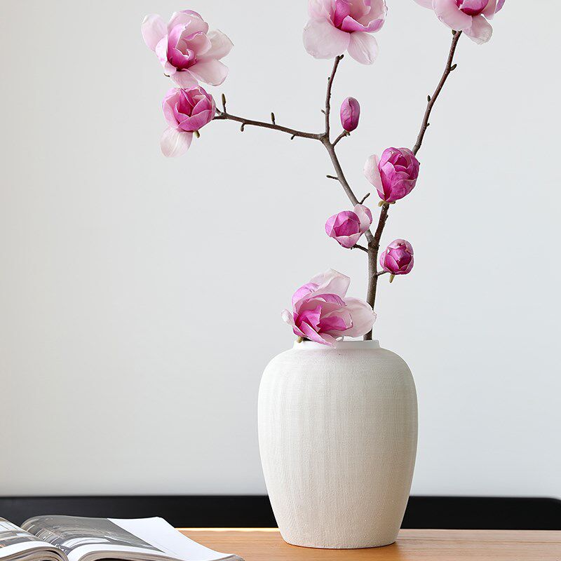 白色陶瓷花瓶水培插花客厅桌面书房干花花器侘寂风花艺博古架摆件