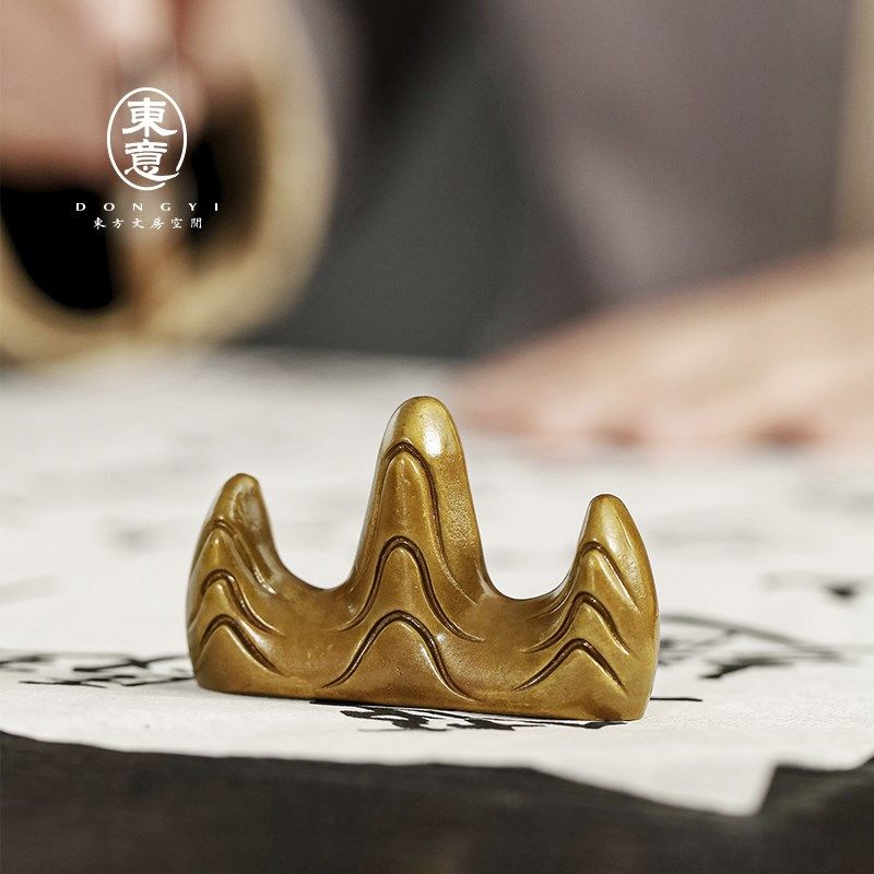 东意文房 黄铜假山笔山笔架笔搁书法毛笔托架摆件创意文镇纸镇尺,文具电教/文化用品/商务用品,笔搁,淘宝优惠券,粉丝福利购,淘宝优惠卷