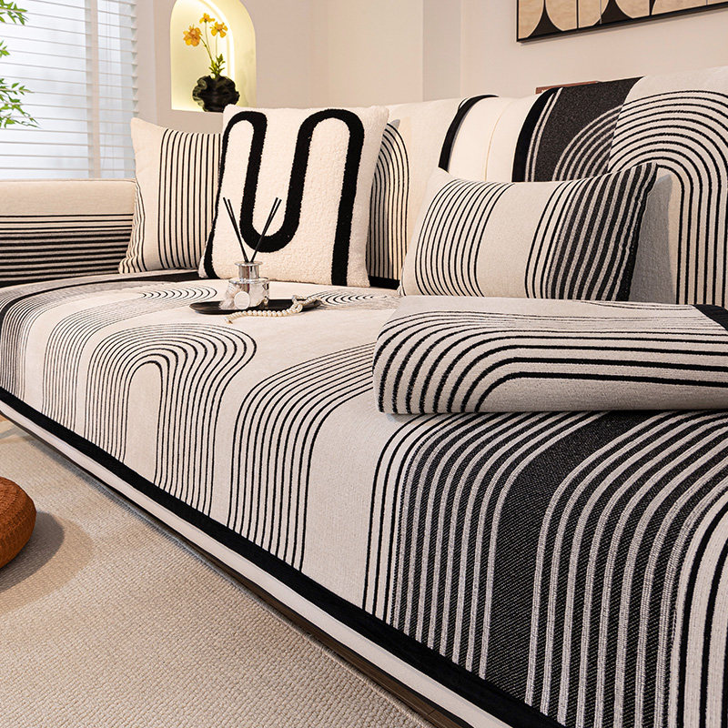 雪尼尔沙发垫四季通用防滑2024新款高级感直排三人座皮沙发套罩巾