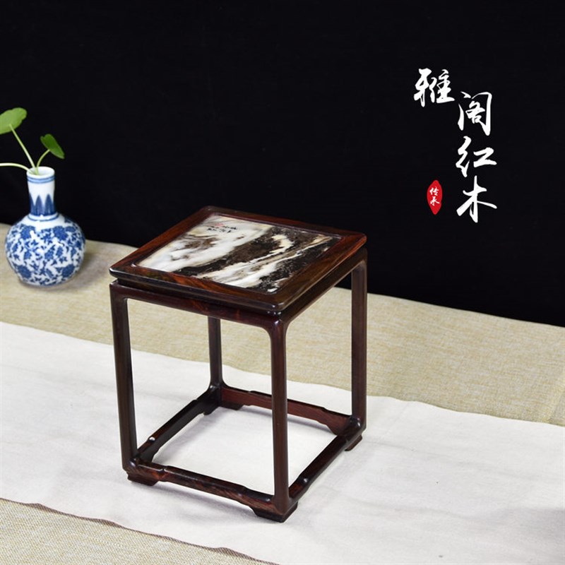 红木实木正方形瓷器底座红酸枝玉器摆件文玩微型盆景木架红木几架