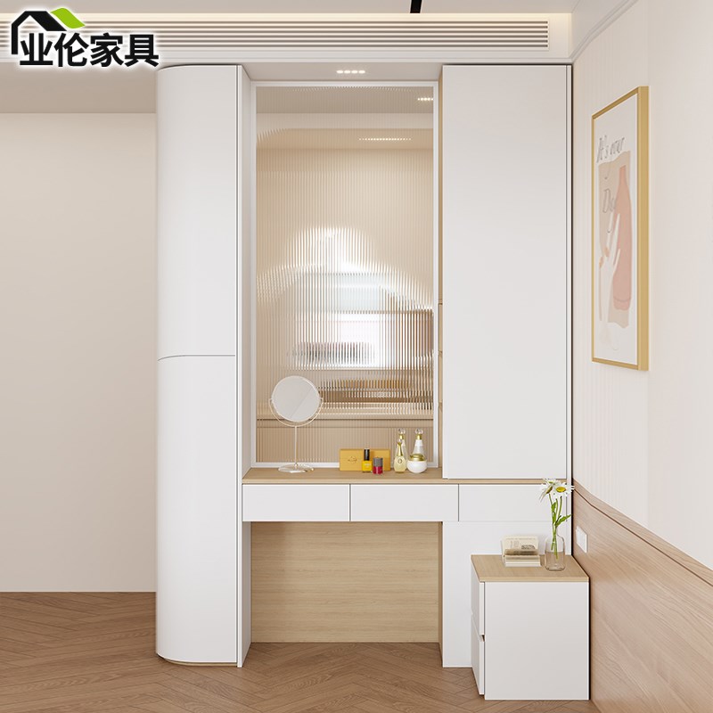 隔断柜转角妆台床头柜一体屏风柜家用卧室化妆桌梳妆台储物柜3W37