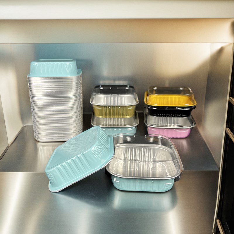 班戟包装盒芒果榴莲甜品蛋糕盒子铝箔盒正方形打包盒一次性125ml