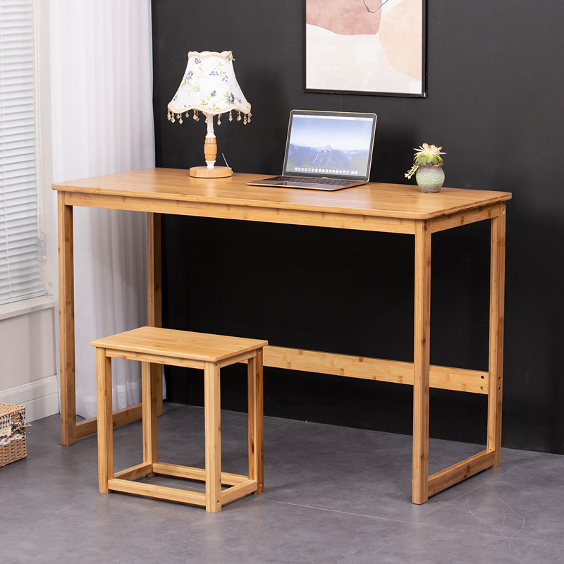电脑桌台式家用学习写字书桌实木长方形条桌简约胡桃办公桌小桌子