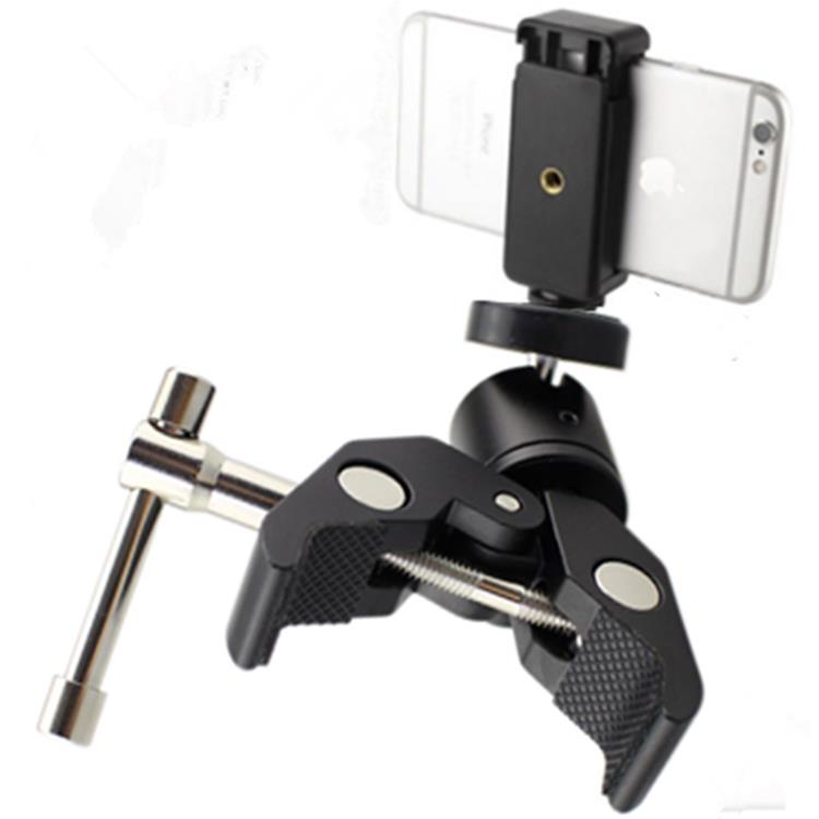相机闪光灯强力钳大蟹爪钳+球形多功能平移/倾斜手机钳三脚架平移/倾斜钳