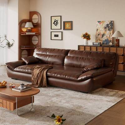 政府补贴莫解语复古风油蜡皮可折叠两用帆船沙发床客厅旧棕色沙发