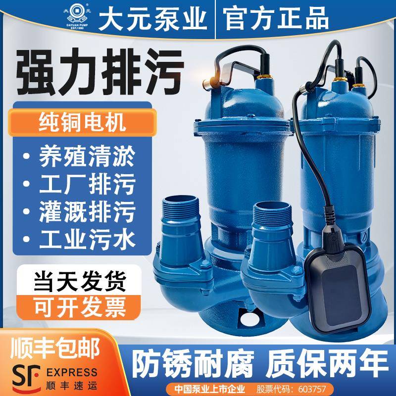 大元小型污水泵化粪池排污泵220V家用抽水机抽粪泵泥浆380V潜水泵