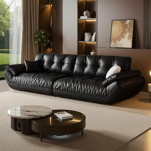 政府补贴华瑞娜意式极简真皮帆船沙发客厅小户型羽绒直排皮艺沙发