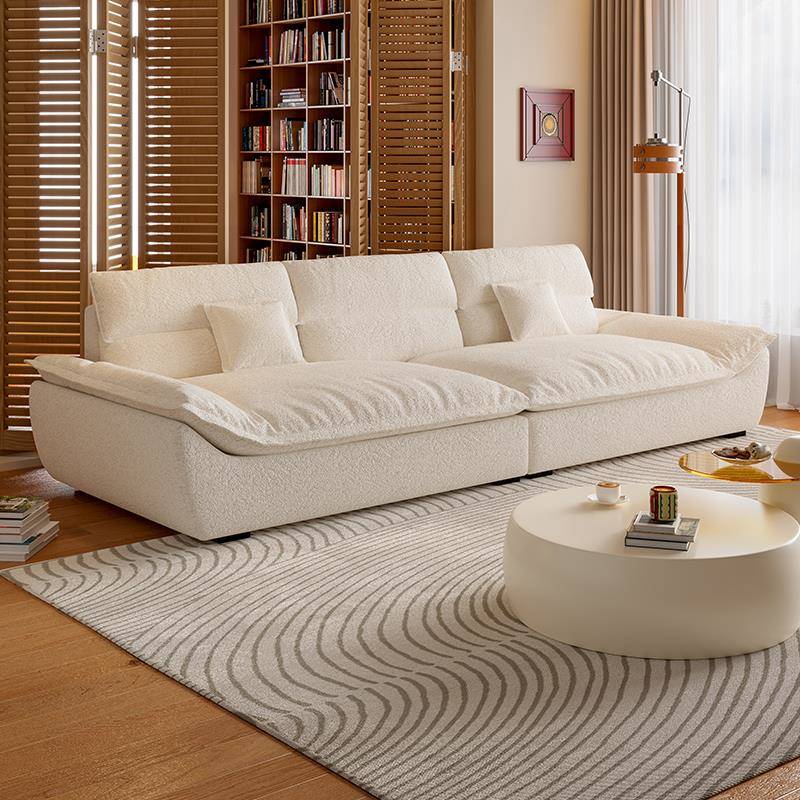 法式奶油风羊羔绒帆船沙发客厅公寓民宿小户型直排布艺沙发25新款