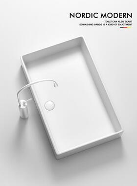 白色阳台台上盆陶瓷洗手池卫生间洗手盆洗脸盆长方形洗漱盆面盆