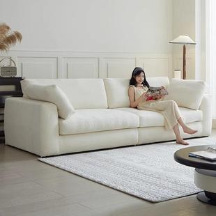 易安亭阁日式侘寂风客厅小户型极简直排布沙发可拆洗棉麻布艺沙发