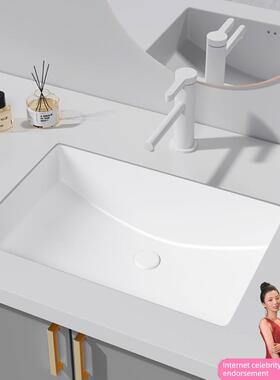 陶瓷方形台面下洗脸盆浴室嵌入式洗脸盆家用洗脸盆阳台单盆