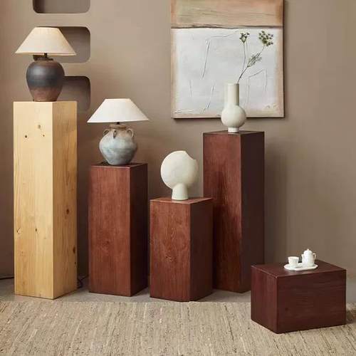 覆古木墩子原木实木实心根雕玄关花架服装展示台边角几增高底座架