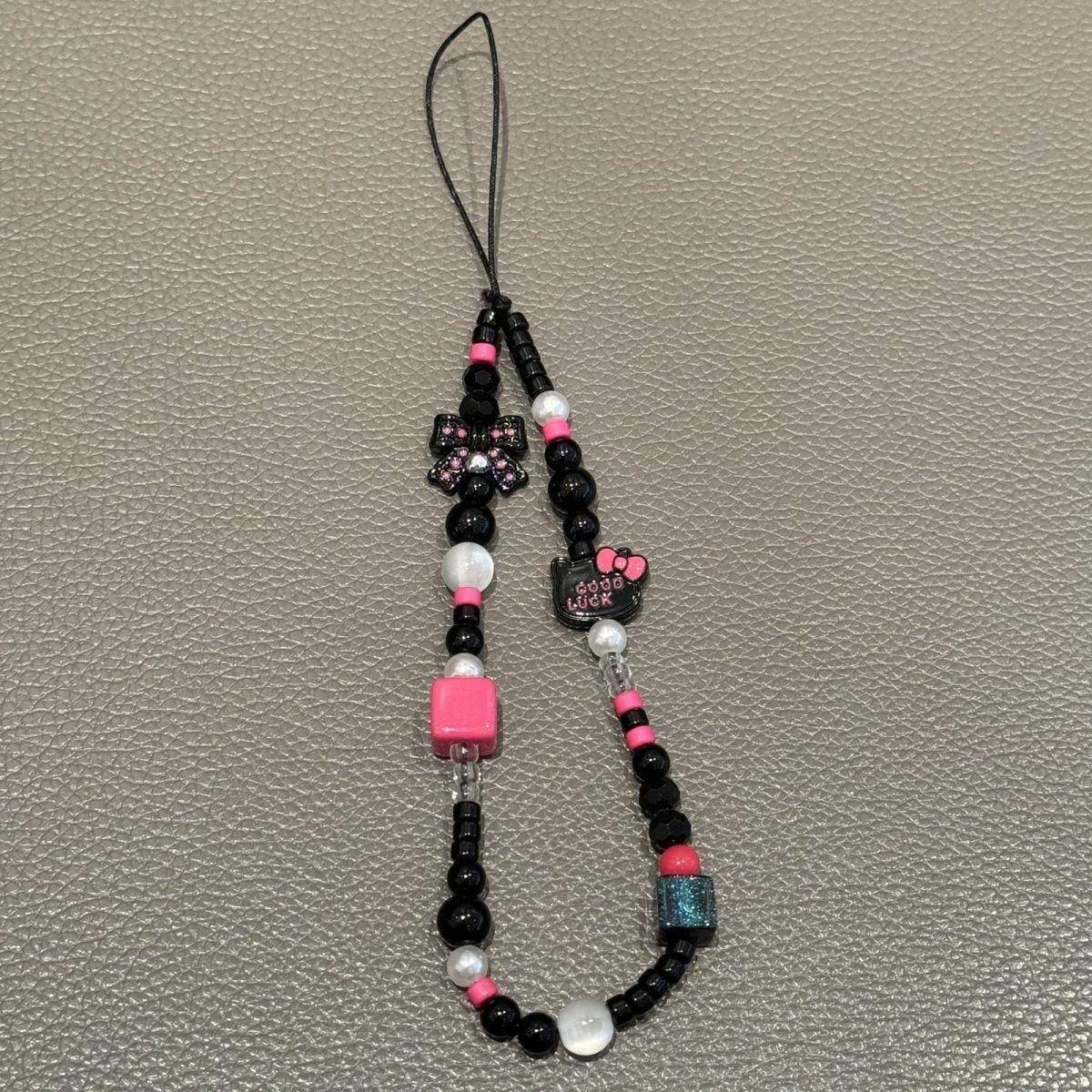 甜酷少女手机链串珠爱心挂绳链条ins相机可爱挂饰ccd