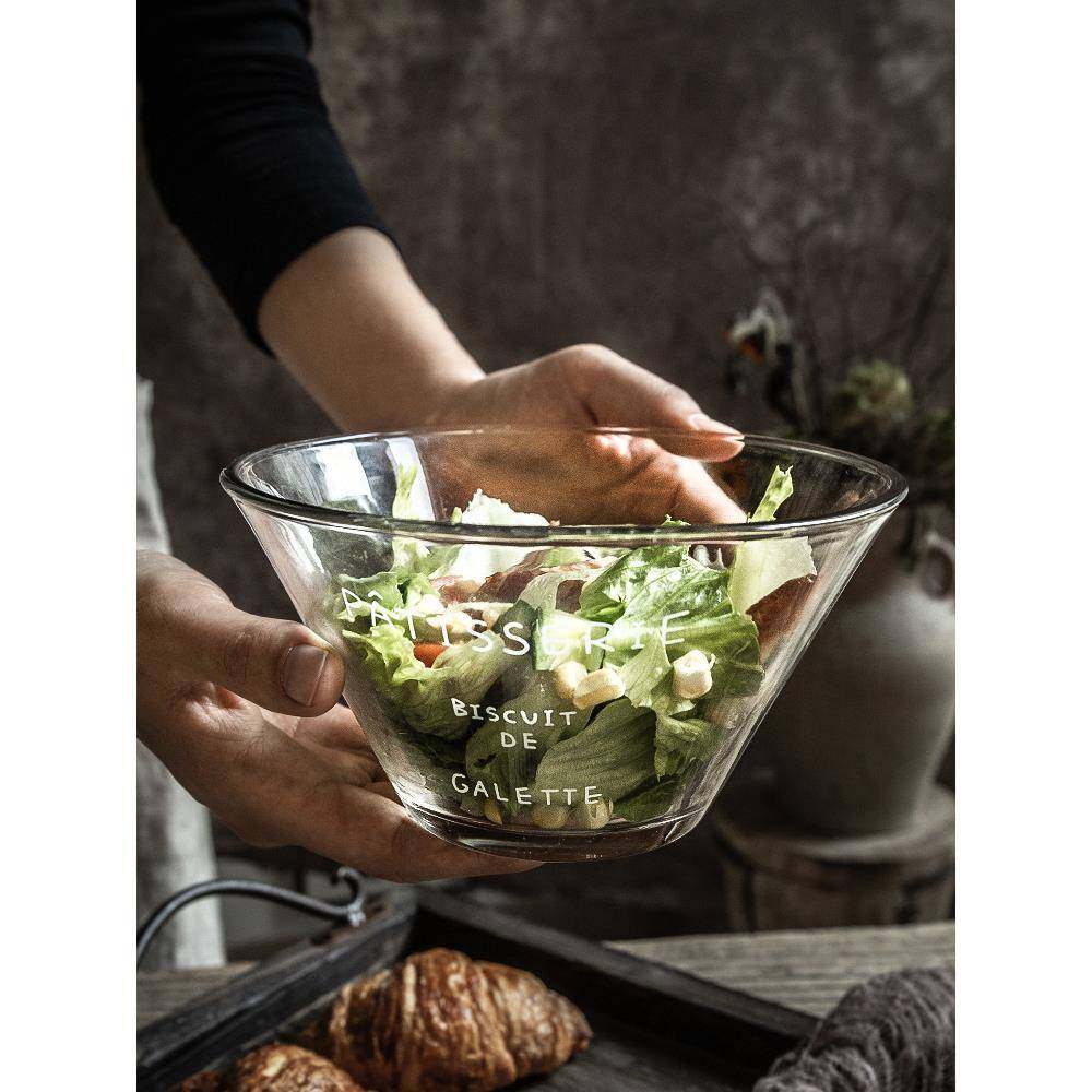 巷子尾【14.99两个漂亮的玻璃碗】ins英文透明玻璃碗喇叭口麦片碗