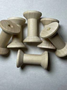 天然木制木制线轴50X30Mm老式8-Pack线圈卷轴空盘线轴家用