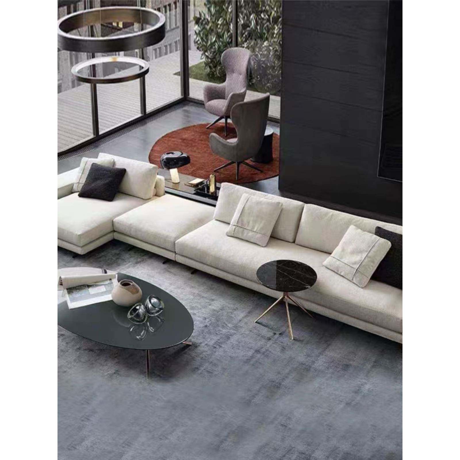 意大利Normcore蒙德里安沙发镶钻皮革艺术棉麻面料组合角l形设计