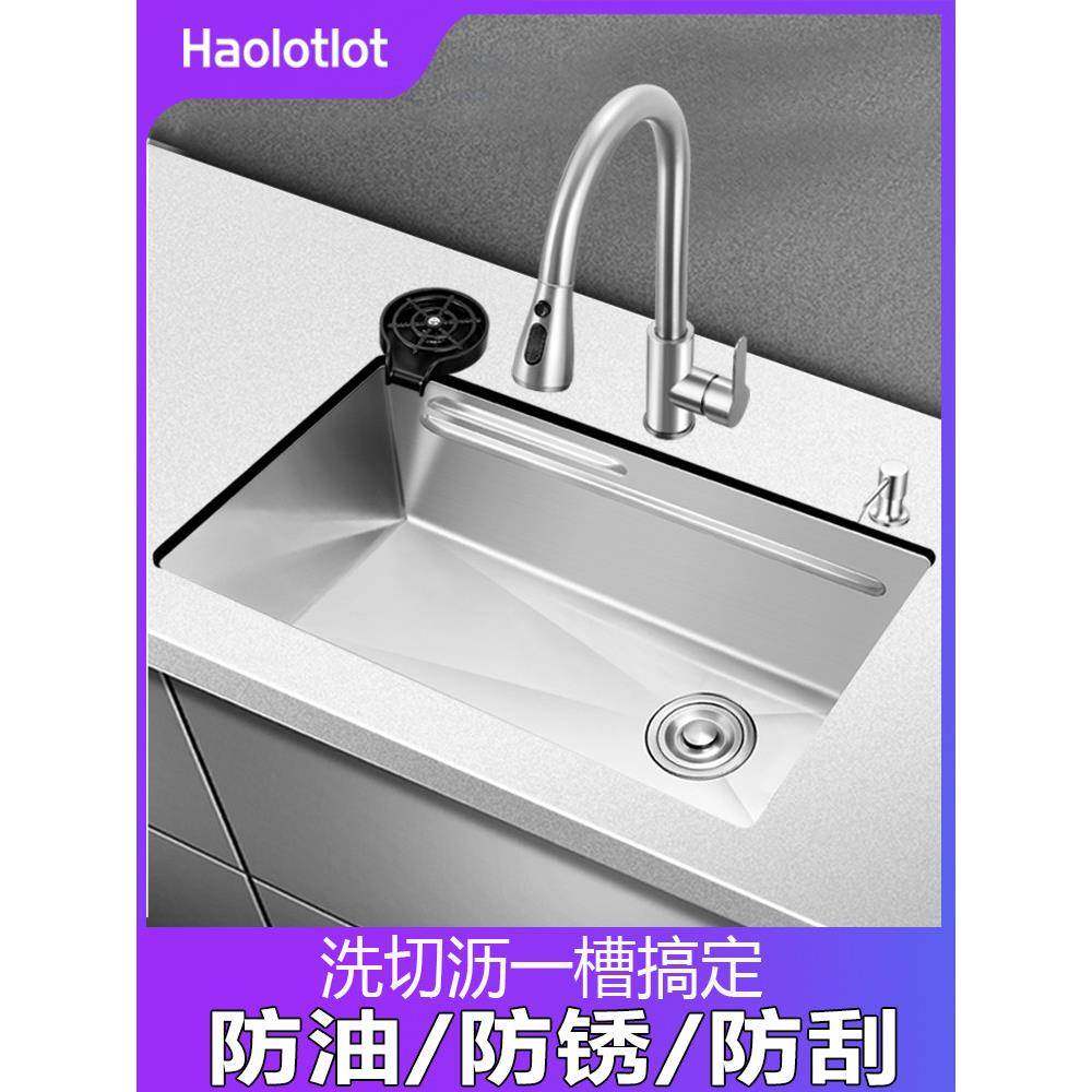 4毫米加厚不锈钢手工水槽单槽嵌入式台面下的盆厨房水槽侧面画蔬