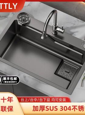 加厚厨房SUS304不锈钢水槽大单槽家用手工台下盆洗菜盆洗手碗池