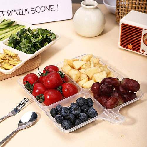 水果盘子塑料透明分格盘家用客厅茶几零食盘水果盘子塑料透明分格