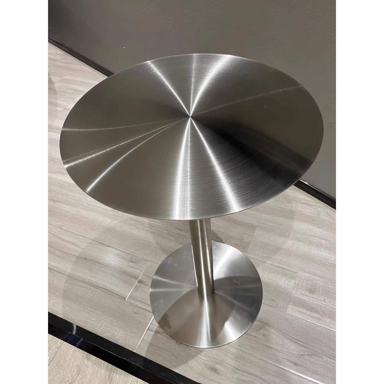 网红款咖啡厅奶茶店不锈钢实心小圆桌小吃甜品汉堡烘培店商用餐桌