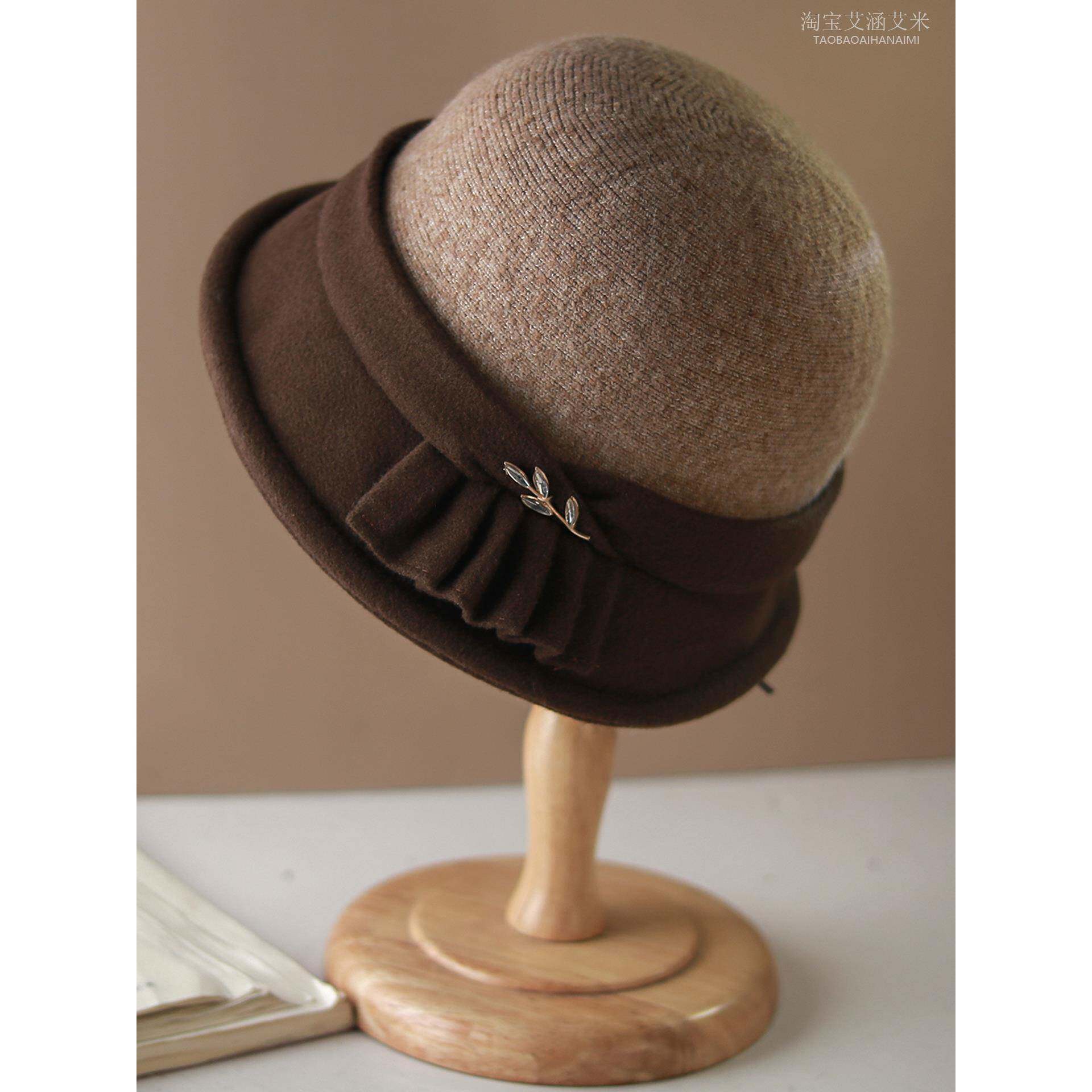 小头围中老年渔夫帽女秋冬针织保暖百搭英伦优雅盆帽子时尚优雅