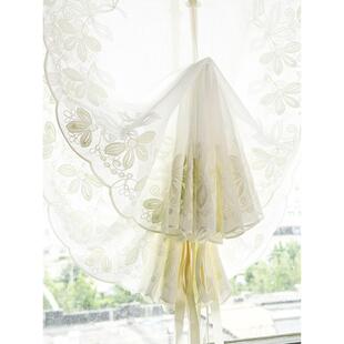 美式乡村短帘半帘 气球帘提拉帘升降纱帘飘窗罗马帘厨房窗帘 绣花