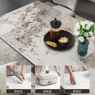 岩板餐桌长方形轻奢现代简约设计师家用高端意式 2025新款 极简饭桌