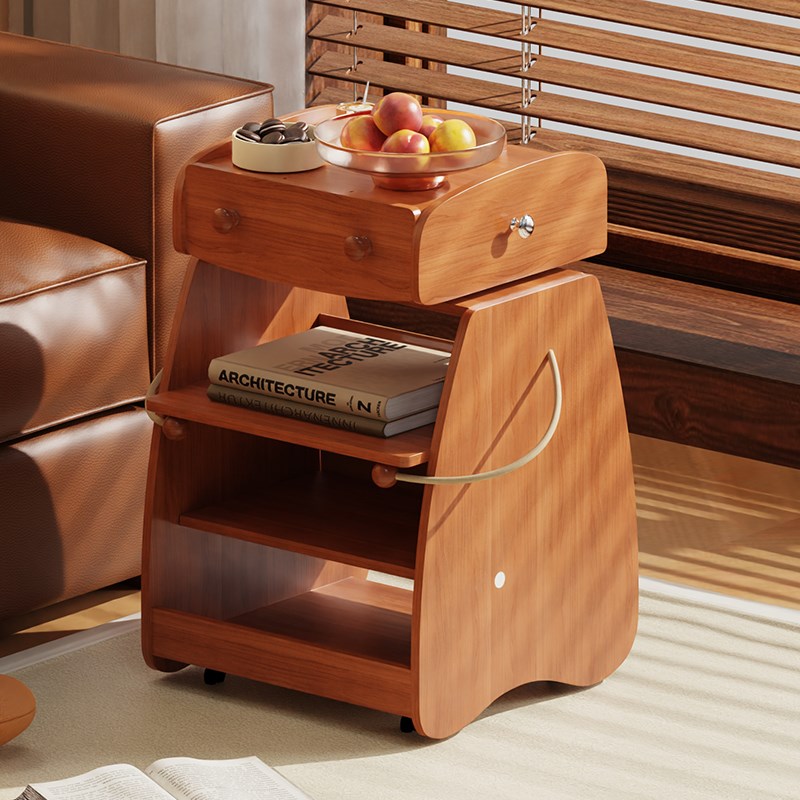 果设移动床头柜小推车客厅沙发边几木质茶几创意收纳多功能置物柜