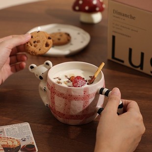 考拉咖啡杯碟陶瓷拿铁杯早餐杯子拉花杯女士高颜值马克杯牛奶水杯