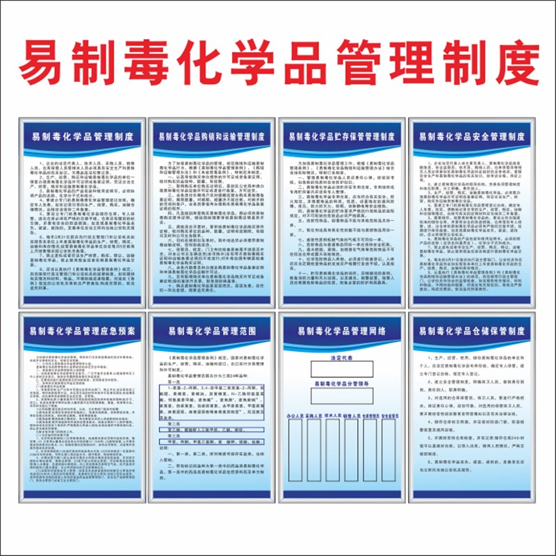 易制毒化学品管理制度牌安全应急预案仓储保管制度易制爆危险品危