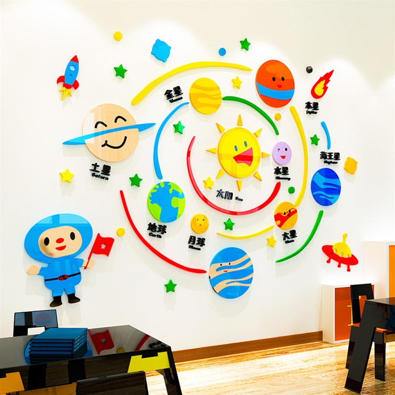 儿童房卡通3d立体墙贴画卧室幼儿园辅导午托班墙面布置贴纸装饰画图片