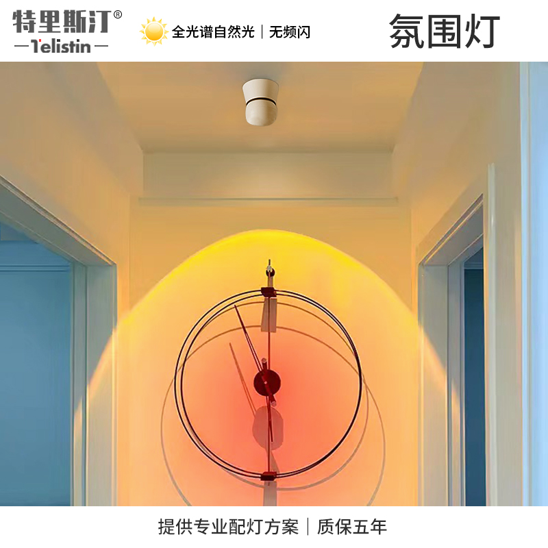 led氛围射灯明装客厅洗墙可调角度家用玄关照画嵌入式日不落