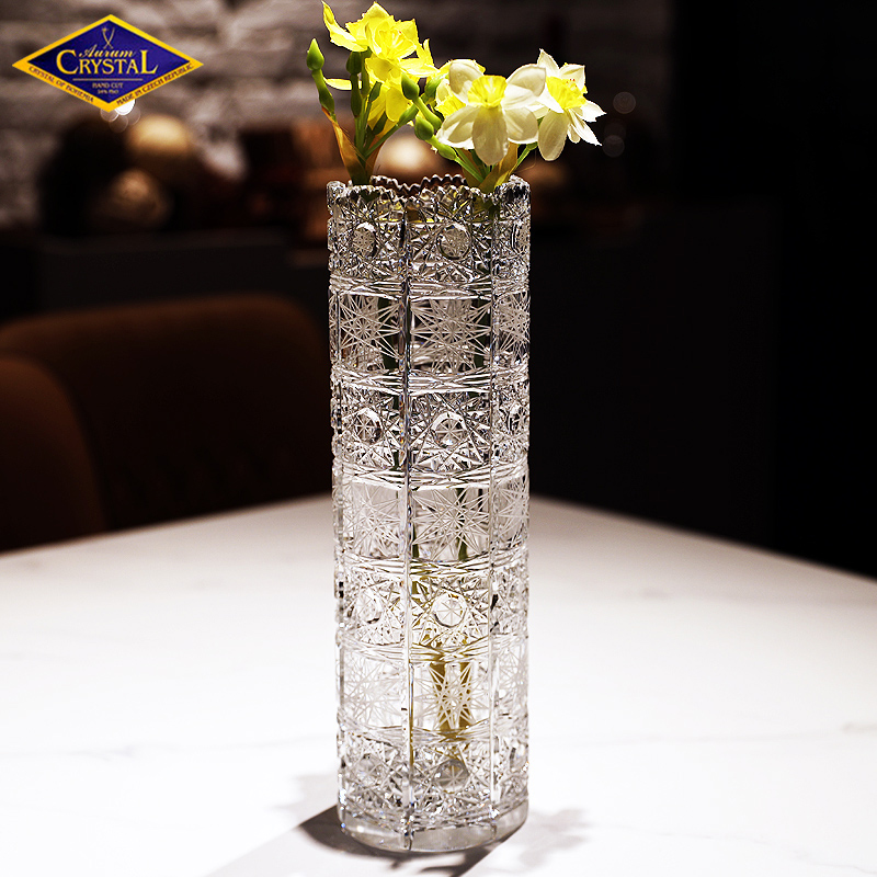 捷克进口BOHEMIA水晶玻璃手工精刻插花水养花瓶花器摆件乔迁送礼