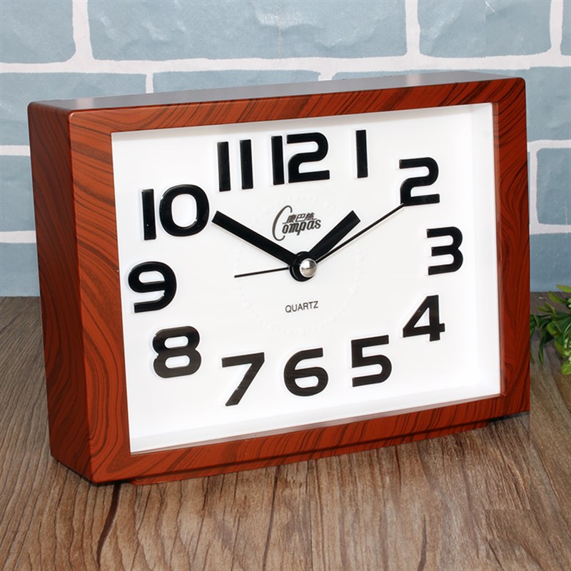 现代简约卧室床头静音闹钟创意座挂两用单面电池玻璃镜面创意小表