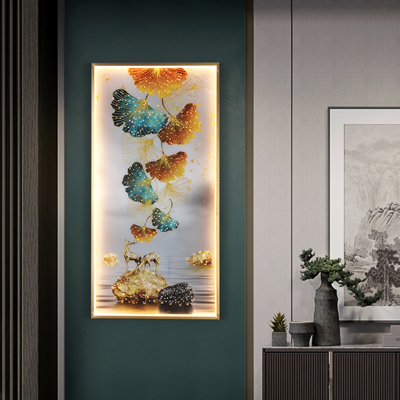 led新中式楼梯壁画灯玄关晶瓷感应卧室客厅背景墙装饰挂画壁灯具图片
