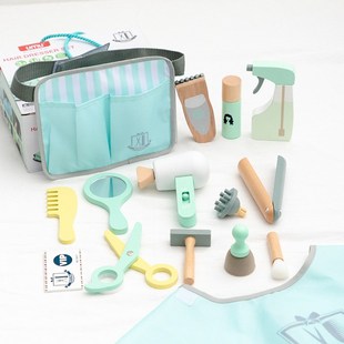 儿童仿真过家家理发工具包套装角色扮演剪发工具木质儿童宝宝玩具