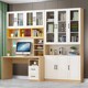 书桌书架一体桌学生大容量书柜实木板儿童学习书桌转角电脑桌